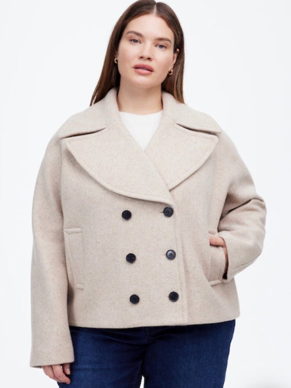 MADEWELL OVERSIZED-COLLAR SHORT PEACOAT SIZE 2X